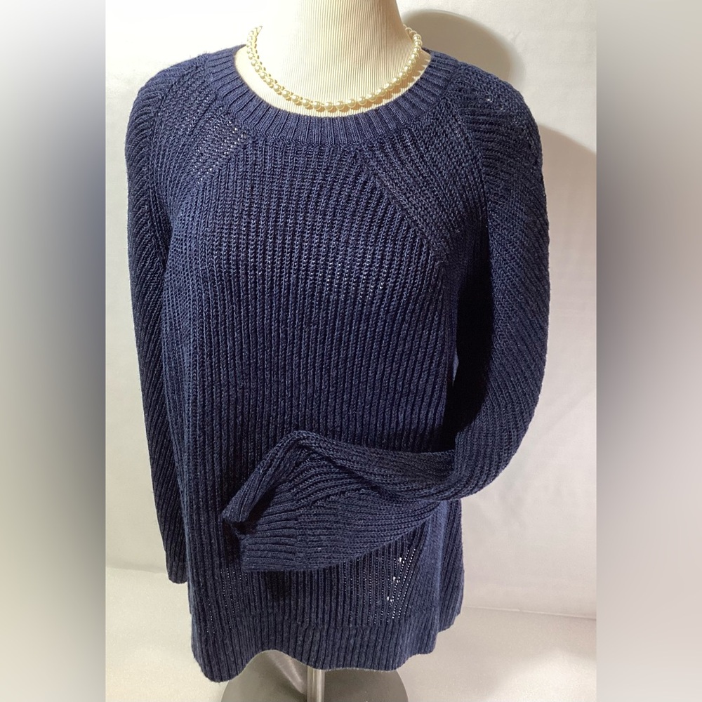 Lauren Ralph Lauren Woman Sweater Size 2X Dark Blue 58% Linen 42% Viscose Knit